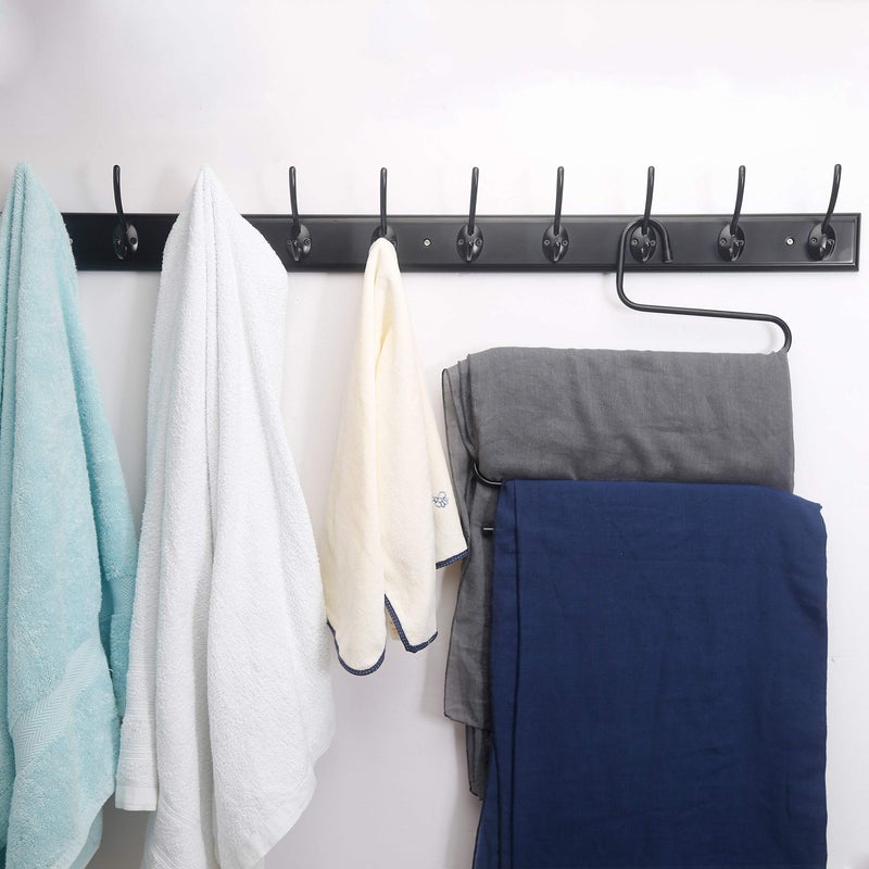 Dseap Coat Rack Wall Mounted: 10-Hooks, 38-1/4" Long, 16" Hole to Hole, Wood Coat Hooks Wall Mounted, Hook Rack, Hook Rail, Hooks for Hanging Coats, Black - Image 3